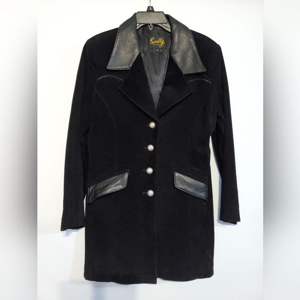 Scully Women's Black Leather Buttoned Blazer Jacket